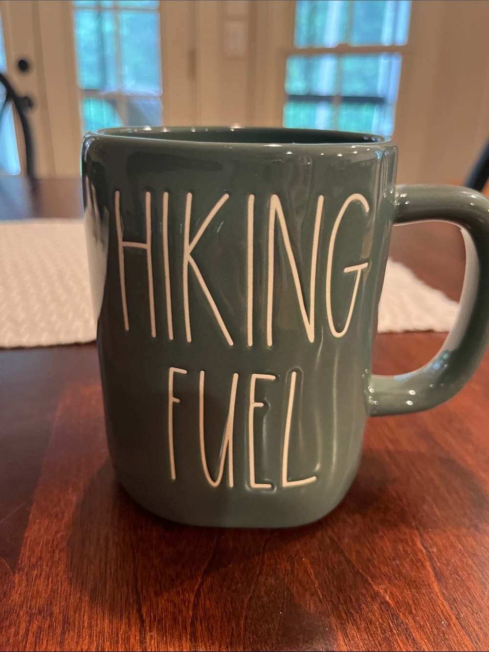 Rae Dunn Green "HIKING FUEL" Ceramic Mug